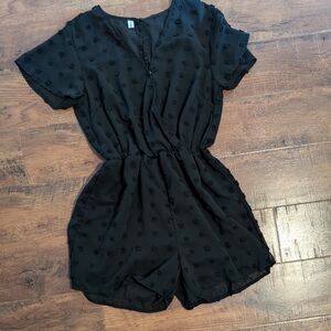 Angashion Women's deep V neck polka dot romper